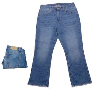 Elliott & Vine Jeans Frayed Hem Flared Wider Leg Jeans Size 6 Mid Rise